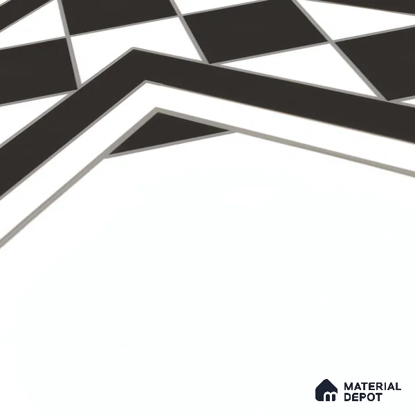 Moroccan Carpet Floor Tile TL 00202 A Corner Monochrome 1 ft x 1 ft Matte Finish Ceramic Tile - 9 mm | Suitable For Living Room, Kitchen, Bathroom | Please Expect a Slight Variation of Pattern