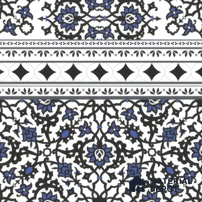 Moroccan Carpet Floor Tile TL 00203 B Border Blue 1 ft x 1 ft Matte Finish Ceramic Tile - 9 mm | Suitable For Living Room, Kitchen, Dining Area | Please Expect a Slight Variation of Pattern