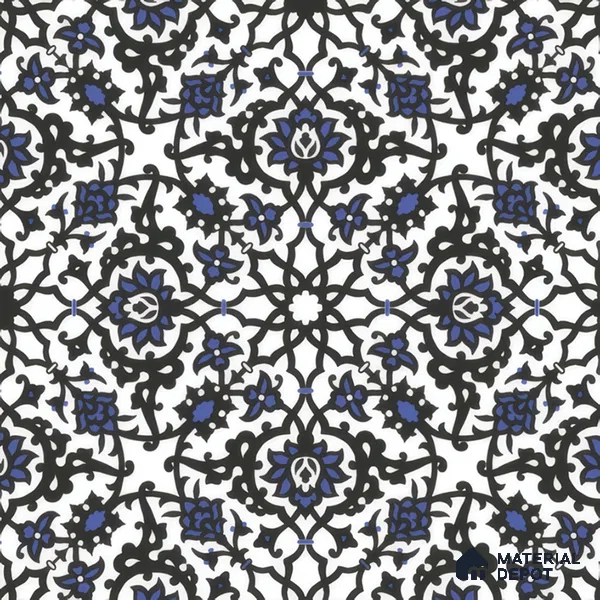 Moroccan Carpet Wall & Floor Tile TL 00203 C Centre Blue 1 ft x 1 ft Matte Finish Ceramic Tile - 9 mm | Suitable For Living Room, Kitchen, Bathroom | Please Expect a Slight Variation of Pattern