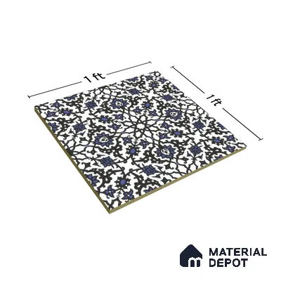 Moroccan Carpet Wall & Floor Tile TL 00203 C Centre Blue 1 ft x 1 ft Matte Finish Ceramic Tile - 9 mm | Suitable For Living Room, Kitchen, Bathroom | Please Expect a Slight Variation of Pattern