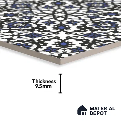Moroccan Carpet Wall & Floor Tile TL 00203 C Centre Blue 1 ft x 1 ft Matte Finish Ceramic Tile - 9 mm | Suitable For Living Room, Kitchen, Bathroom | Please Expect a Slight Variation of Pattern