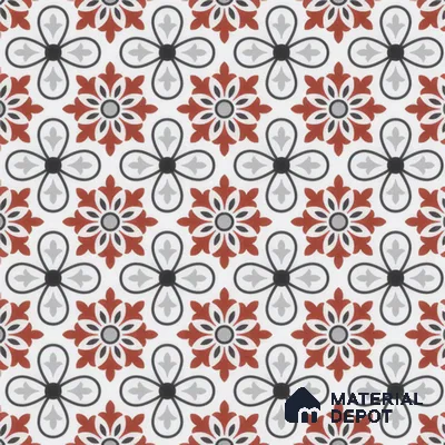 Moroccan Carpet Wall & Floor Tile TL 00206 C Centre Red & White 1 ft x 1 ft Matte Finish Ceramic Tile - 9 mm | Suitable For Living Room, Kitchen, Bathroom | Please Expect a Slight Variation of Pattern