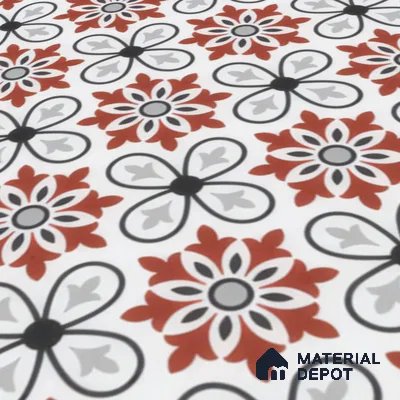 Moroccan Carpet Wall & Floor Tile TL 00206 C Centre Red & White 1 ft x 1 ft Matte Finish Ceramic Tile - 9 mm | Suitable For Living Room, Kitchen, Bathroom | Please Expect a Slight Variation of Pattern