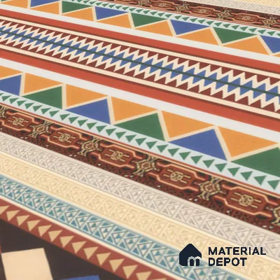 Moroccan Carpet Floor Tile TL 00204 B Border Red 1 ft x 1 ft Matte Finish Ceramic Tile - 9 mm | Suitable For Living Room, Kitchen, Dining Area | Please Expect a Slight Variation of Pattern