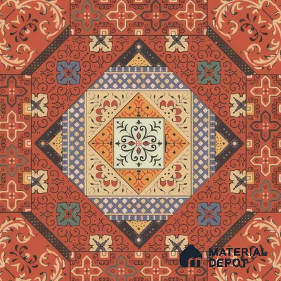 Moroccan Carpet Wall & Floor Tile TL 00204 C Centre Red 1 ft x 1 ft Matte Finish Ceramic Tile - 9 mm | Suitable For Living Room, Kitchen, Bathroom | Please Expect a Slight Variation of Pattern