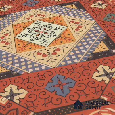 Moroccan Carpet Wall & Floor Tile TL 00204 C Centre Red 1 ft x 1 ft Matte Finish Ceramic Tile - 9 mm | Suitable For Living Room, Kitchen, Bathroom | Please Expect a Slight Variation of Pattern