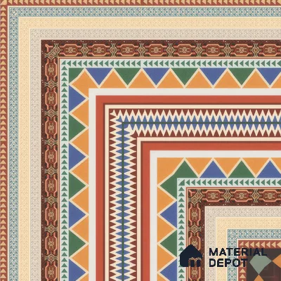 Moroccan Carpet Floor Tile TL 00204 A Corner Red 1 ft x 1 ft Matte Finish Ceramic Tile - 9 mm | Suitable For Living Room, Kitchen, Dining Area | Please Expect a Slight Variation of Pattern