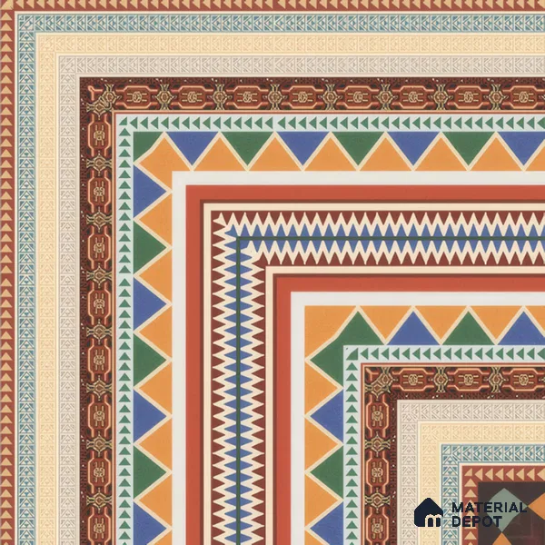 Moroccan Carpet Floor Tile TL 00204 A Corner Red 1 ft x 1 ft Matte Finish Ceramic Tile - 9 mm | Suitable For Living Room, Kitchen, Dining Area | Please Expect a Slight Variation of Pattern
