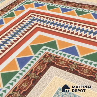 Moroccan Carpet Floor Tile TL 00204 A Corner Red 1 ft x 1 ft Matte Finish Ceramic Tile - 9 mm | Suitable For Living Room, Kitchen, Dining Area | Please Expect a Slight Variation of Pattern
