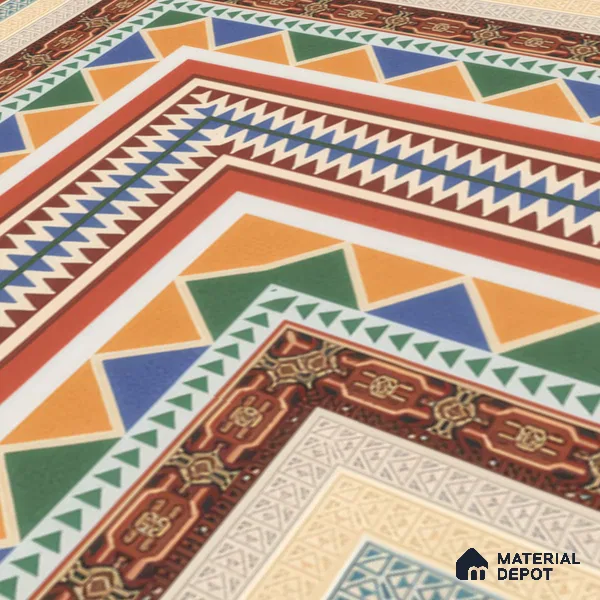 Moroccan Carpet Floor Tile TL 00204 A Corner Red 1 ft x 1 ft Matte Finish Ceramic Tile - 9 mm | Suitable For Living Room, Kitchen, Dining Area | Please Expect a Slight Variation of Pattern