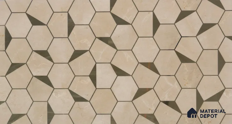Glass Highligter Wall Tile TL 00258 Shadow Hexa 2 ft x 1 ft Glossy Finish Ceramic Tile - 9 mm | Suitable For Bathroom, Kitchen Backsplashes