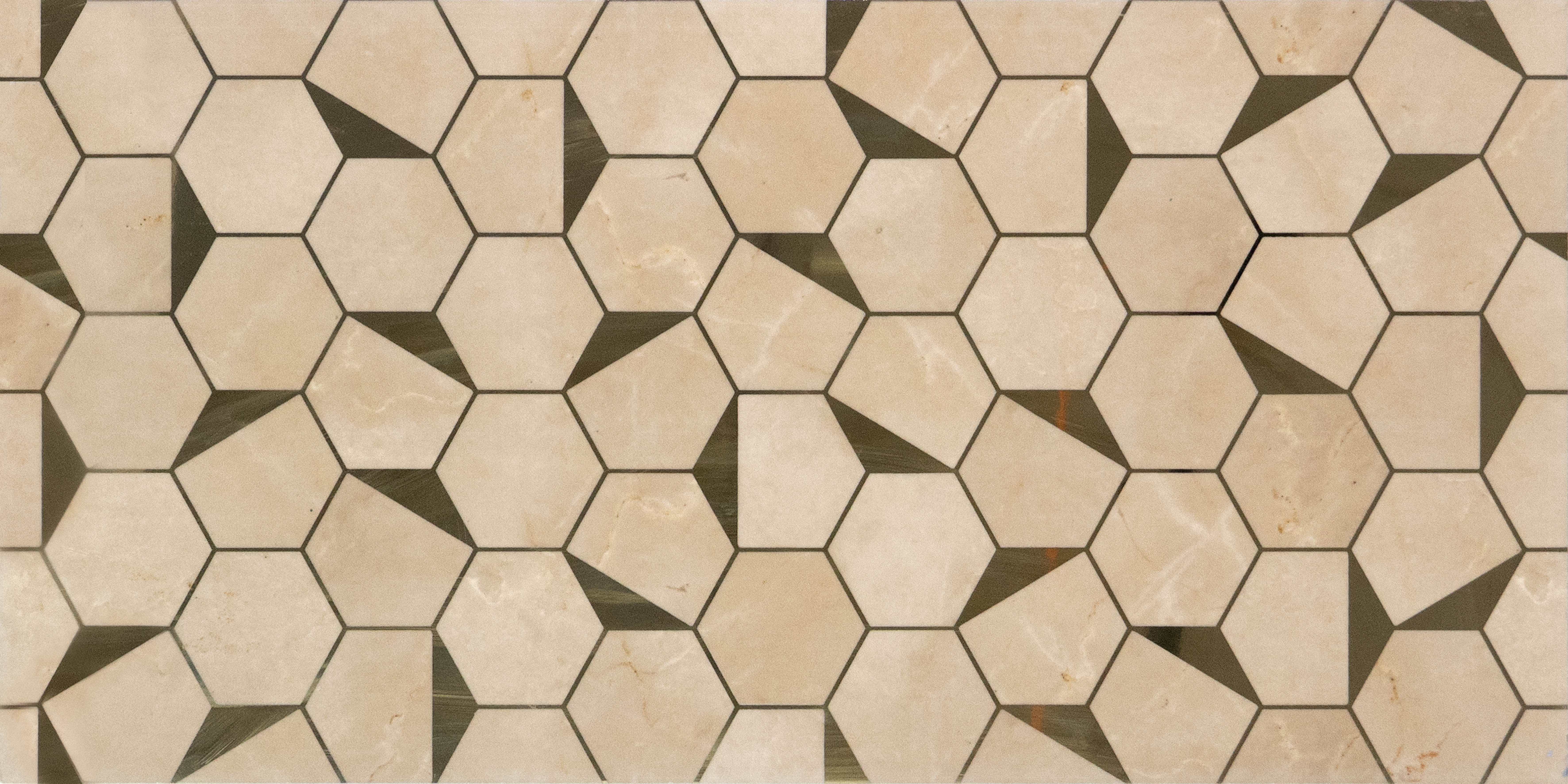 Glass Highligter Wall Tile TL 00258 Shadow Hexa 2 ft x 1 ft Glossy Finish Ceramic Tile - 9 mm | Suitable For Bathroom, Kitchen Backsplashes