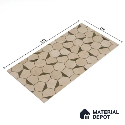 Glass Highligter Wall Tile TL 00258 Shadow Hexa 2 ft x 1 ft Glossy Finish Ceramic Tile - 9 mm | Suitable For Bathroom, Kitchen Backsplashes