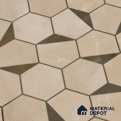 Glass Highligter Wall Tile TL 00258 Shadow Hexa 2 ft x 1 ft Glossy Finish Ceramic Tile - 9 mm | Suitable For Bathroom, Kitchen Backsplashes