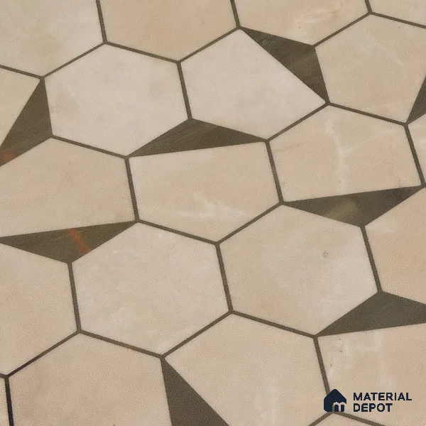 Glass Highligter Wall Tile TL 00258 Shadow Hexa 2 ft x 1 ft Glossy Finish Ceramic Tile - 9 mm | Suitable For Bathroom, Kitchen Backsplashes