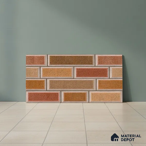 Brick Wall Tile TL 06581 B Aitana Sand 2 ft x 1 ft Ceramic Matte Finish - 9 mm | Suitable for Courtyard, Stair Lobby wall, Balcony, Elevation