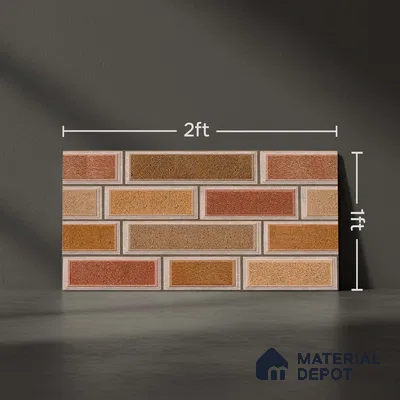 Brick Wall Tile TL 06581 B Aitana Sand 2 ft x 1 ft Ceramic Matte Finish - 9 mm | Suitable for Courtyard, Stair Lobby wall, Balcony, Elevation