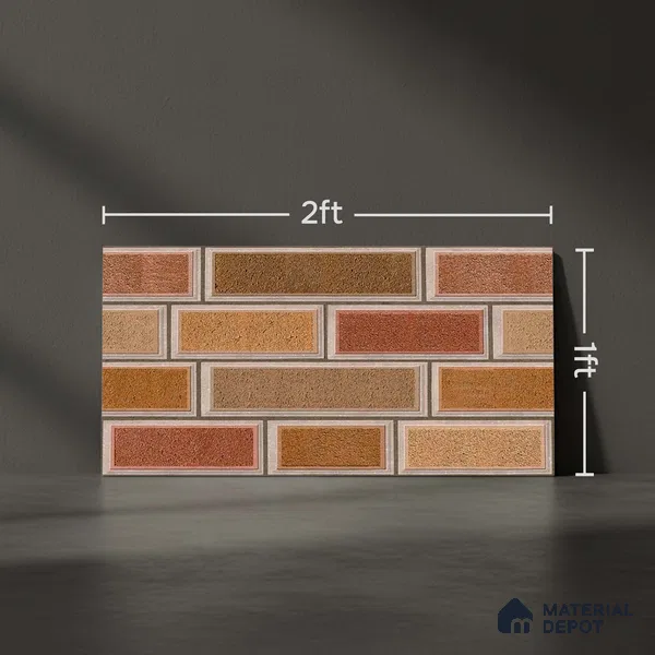 Brick Wall Tile TL 06581 B Aitana Sand 2 ft x 1 ft Ceramic Matte Finish - 9 mm | Suitable for Courtyard, Stair Lobby wall, Balcony, Elevation