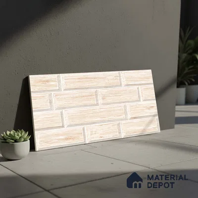 Brick Wall Tile TL 06581 Aitana Crema-1 2 ft x 1 ft Ceramic Matte Finish - 9 mm | Suitable for Foyer, Balcony, Elevation, Courtyard (Sample)