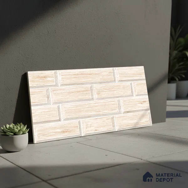 Brick Wall Tile TL 06581 Aitana Crema-1 2 ft x 1 ft Ceramic Matte Finish - 9 mm | Suitable for Foyer, Balcony, Elevation, Courtyard (Sample)