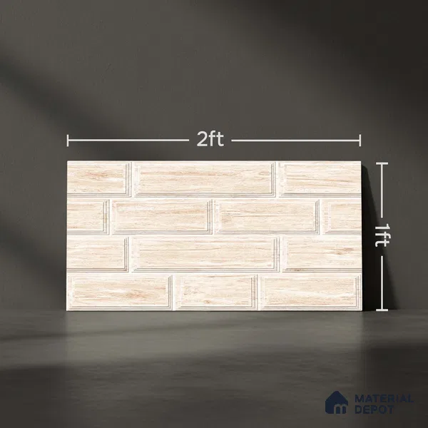 Brick Wall Tile TL 06581 Aitana Crema-1 2 ft x 1 ft Ceramic Matte Finish - 9 mm | Suitable for Foyer, Balcony, Elevation, Courtyard (Sample)