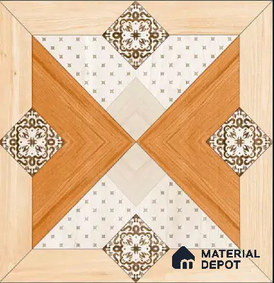 TL 00553 Cream & Brown 2 ft x 2 ft Matte Finish Porcelain Floor & Wall Tile - 9.5 mm | Please Expect a Slight Variation of Pattern