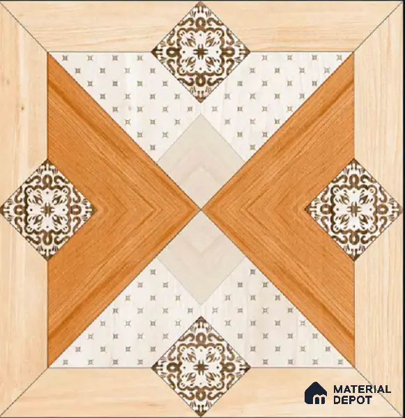 TL 00553 Cream & Brown 2 ft x 2 ft Matte Finish Porcelain Floor & Wall Tile - 9.5 mm | Please Expect a Slight Variation of Pattern