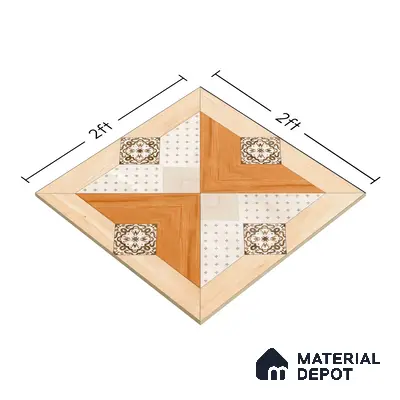 TL 00553 Cream & Brown 2 ft x 2 ft Matte Finish Porcelain Floor & Wall Tile - 9.5 mm | Please Expect a Slight Variation of Pattern