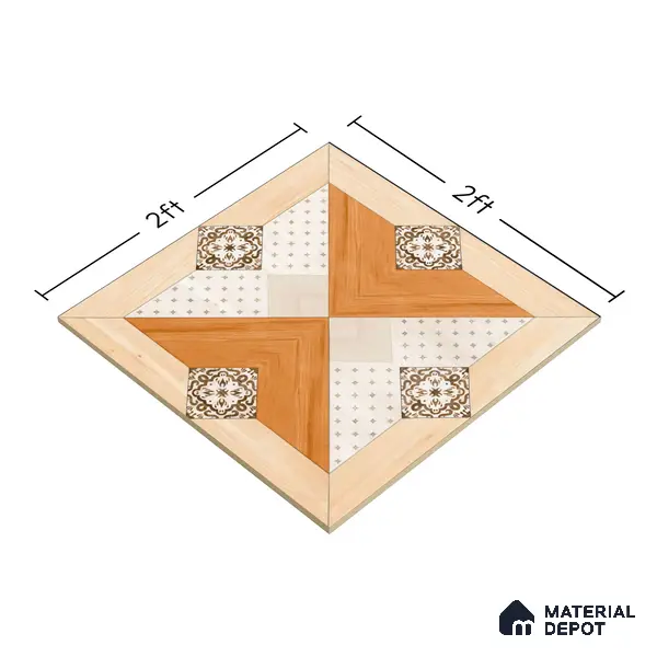 TL 00553 Cream & Brown 2 ft x 2 ft Matte Finish Porcelain Floor & Wall Tile - 9.5 mm | Please Expect a Slight Variation of Pattern