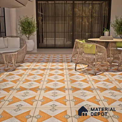 TL 00553 Cream & Brown 2 ft x 2 ft Matte Finish Porcelain Floor & Wall Tile - 9.5 mm | Please Expect a Slight Variation of Pattern