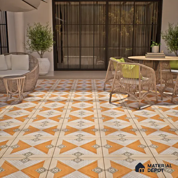 TL 00553 Cream & Brown 2 ft x 2 ft Matte Finish Porcelain Floor & Wall Tile - 9.5 mm | Please Expect a Slight Variation of Pattern