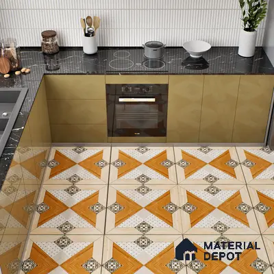 TL 00553 Cream & Brown 2 ft x 2 ft Matte Finish Porcelain Floor & Wall Tile - 9.5 mm | Please Expect a Slight Variation of Pattern