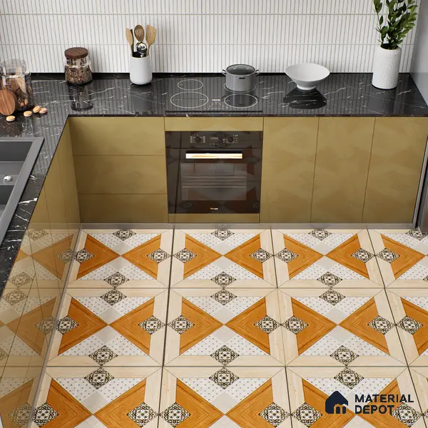 TL 00553 Cream & Brown 2 ft x 2 ft Matte Finish Porcelain Floor & Wall Tile - 9.5 mm | Please Expect a Slight Variation of Pattern
