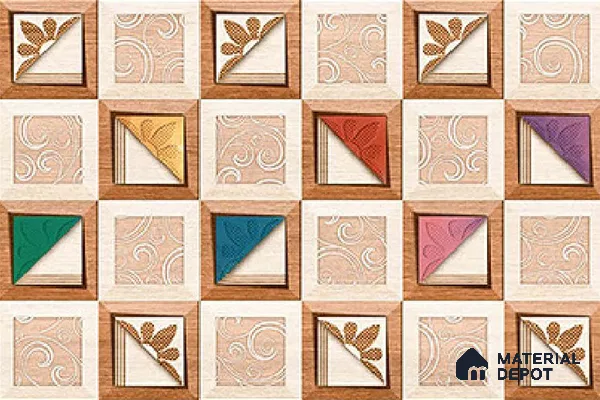 TL 01890 B Brownish Cream Highlighter 2 18 x 12 inch Glossy Finish Ceramic Wall Tile - 6 mm