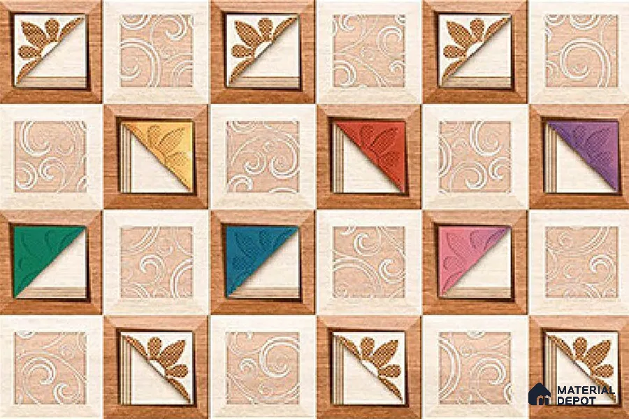 TL 01890 B Brownish Cream Highlighter 2 18 x 12 inch Glossy Finish Ceramic Wall Tile - 6 mm