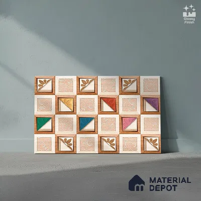 TL 01890 B Brownish Cream Highlighter 2 18 x 12 inch Glossy Finish Ceramic Wall Tile - 6 mm