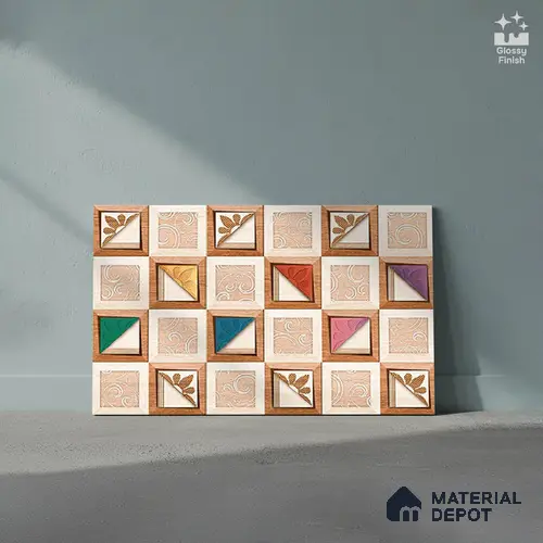 TL 01890 B Brownish Cream Highlighter 2 18 x 12 inch Glossy Finish Ceramic Wall Tile - 6 mm