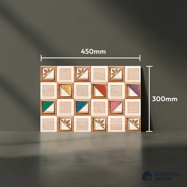 TL 01890 B Brownish Cream Highlighter 2 18 x 12 inch Glossy Finish Ceramic Wall Tile - 6 mm