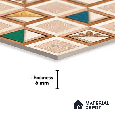 TL 01890 B Brownish Cream Highlighter 2 18 x 12 inch Glossy Finish Ceramic Wall Tile - 6 mm