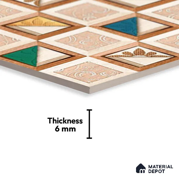 TL 01890 B Brownish Cream Highlighter 2 18 x 12 inch Glossy Finish Ceramic Wall Tile - 6 mm