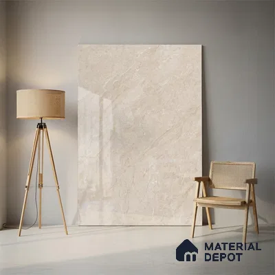 Marble Look Tile TL 09710 6 ft x 4 ft Glossy Finish Vitrified Tile - 15 mm | Adhesive and Spacers Must be Used During Installation