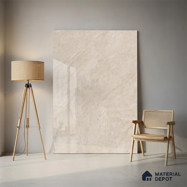 Marble Look Tile TL 09710 6 ft x 4 ft Glossy Finish Vitrified Tile - 15 mm | Adhesive and Spacers Must be Used During Installation