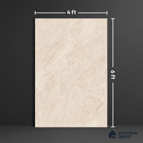 Marble Look Tile TL 09710 6 ft x 4 ft Glossy Finish Vitrified Tile - 15 mm | Adhesive and Spacers Must be Used During Installation
