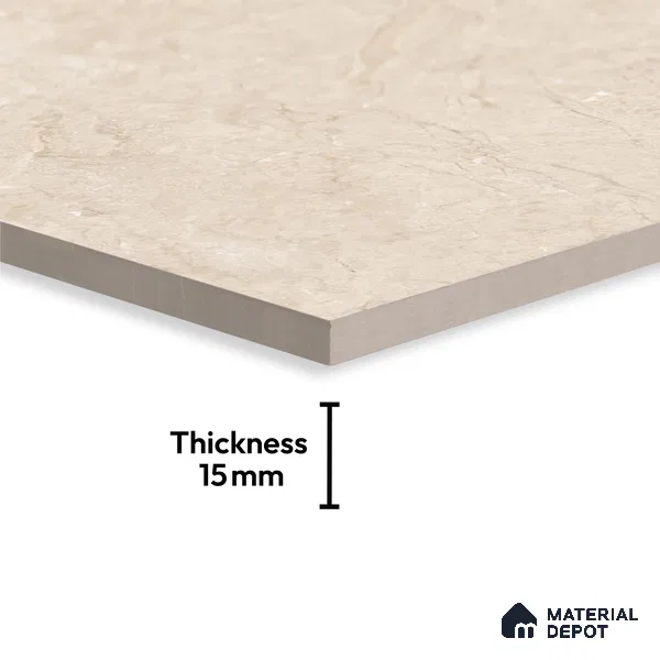 Marble Look Tile TL 09710 6 ft x 4 ft Glossy Finish Vitrified Tile - 15 mm | Adhesive and Spacers Must be Used During Installation