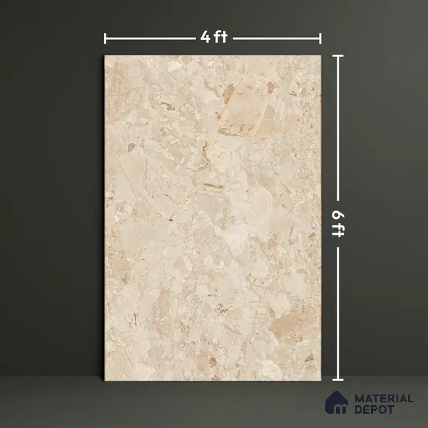 Marble Look Tile TL 09703 B 6 ft x 4 ft Matte Finish Vitrified Tile - 15 mm | Adhesive and Spacers Must be Used During Installation