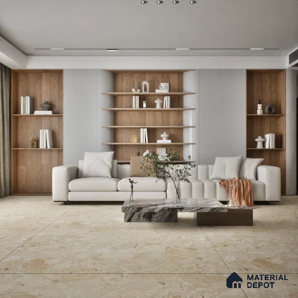 Marble Look Tile TL 09703 B 6 ft x 4 ft Matte Finish Vitrified Tile - 15 mm | Adhesive and Spacers Must be Used During Installation