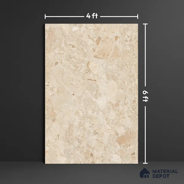 Marble Look Tile TL 09703 6 ft x 4 ft Glossy Finish Vitrified Tile - 15 mm | Adhesive and Spacers Must be Used During Installation