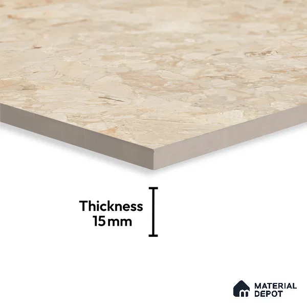 Marble Look Tile TL 09703 6 ft x 4 ft Glossy Finish Vitrified Tile - 15 mm | Adhesive and Spacers Must be Used During Installation