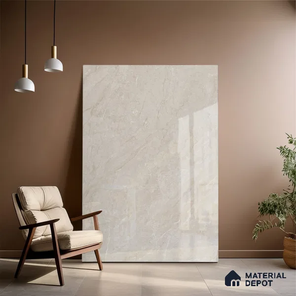 Marble Look Tile TL 08837 6 ft x 4 ft Glossy Finish Vitrified Tile - 9 mm | Adhesive and Spacers Must be Used During Installation