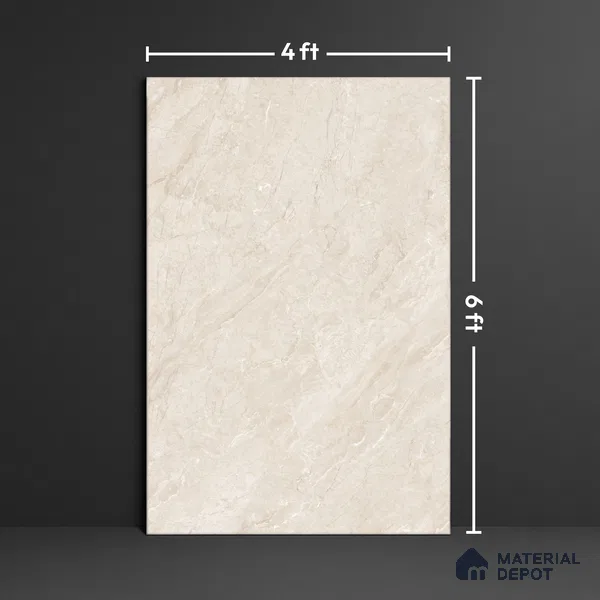 Marble Look Tile TL 08837 6 ft x 4 ft Glossy Finish Vitrified Tile - 9 mm | Adhesive and Spacers Must be Used During Installation